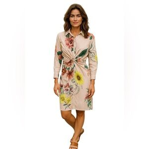 FXJC Woman Striped Floral Button-Down Dress – Small